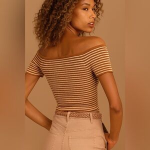 Madewell Ribbed Off Shoulder Knit Striped Top/Size XXS/US 2-4